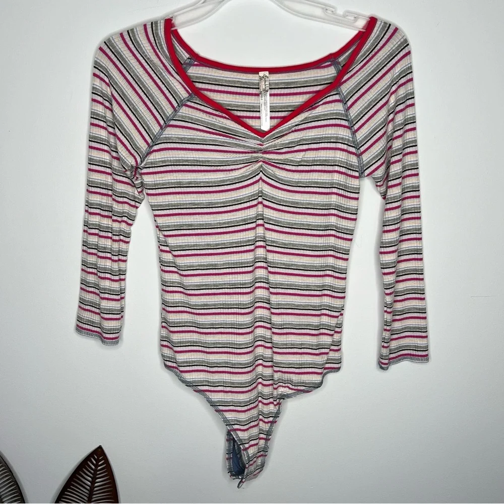 Free People‎ Bodysuit Stripe Thong B2